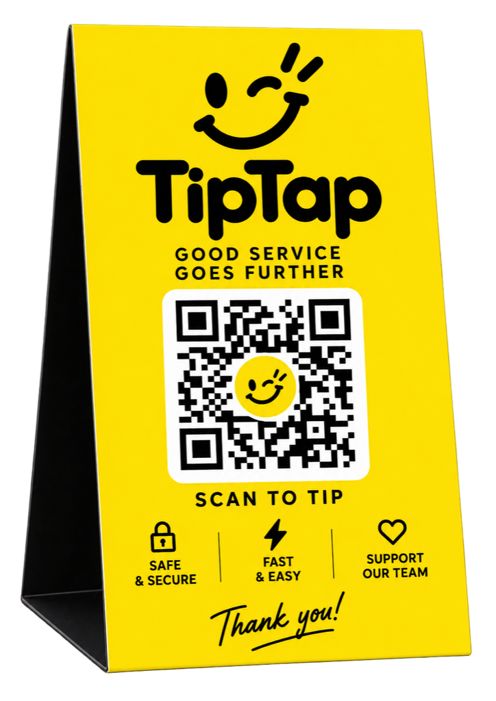 Sarı TipTap A5 QR masa stendi